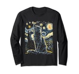 Starry Night Black Cat Van gogh Long Sleeve T-Shirt