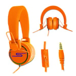Casque audio stéréo orange Extra-Bass Clear Sound avec fonction micro + télécommande pour Huion H420 by PH26