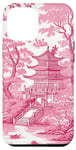 iPhone 15 Plus Preppy Pink Willow Pattern Chinoiserie Toile Case