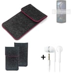 Felt Case for Cubot Pocket 3 dark gray pick edges Cover bag Pouch + earphones