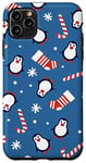 Coque pour iPhone 11 Pro Max Pingouins Chaussettes Flocons de neige Sucre Canne à sucre Bonbons