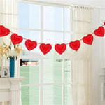 Winwinfly 3M Red Love Heart Bunting Garland Decoration Valentine's Day Heart Banners Felt Wedding Party Valentines Hanging Decorations Backdrop Party Supplies