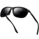 KANASTAL Lunettes de Soleil Polarisées Homme et Femme Lunette de Soleil Sport Rectangulaire UV400 pour Cyclisme Pêche Alpinisme Randonnée Golf Tout Noir