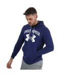 Under Armour Mens UA Rival Terry Big Logo Hoody in Blue Cotton - Size X-Small