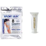 Sport-Elec 8 électrodes rectangulaires Electrostimulation, Bleu/Blanc, 89x50mm & Crème de contact Electrostimulation, Noir/Doré, 75 ml