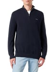 GANT Men's Cotton Pique Halfzip, Evening Blue, M