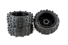 MadMax Wheels & Giant Grip Monster Tyres Truck Set Black for KM X2 & Losi 5ive-T