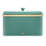 Tower T826130JDE Cavaletto Bread Bin, Steel, Removable Lid, Jade Green and Champagne Gold