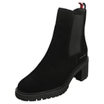 Tommy Hilfiger Femme Outdoor Chelsea Mid Heel Boot 619 FW0FW06619 Bottes mi-Hautes, Noir (Black), 42 EU