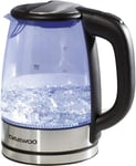 Daewoo 1.7L LED Kettle 2200W Boil Dry Protection Auto Switch Off Glass Silver