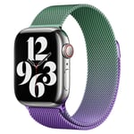 Apple Watch (38/40/SE/41mm) Gradient Magnetic Stainless Steel Strap - Lilla / Grønn