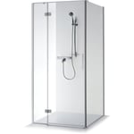 Brasta Nina Plus duschvägg, 90x90x200 cm, klarglas, krom profil