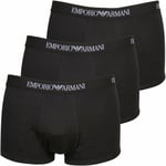 Emporio Armani 3-pack Pure Cotton Men's Boxer Trunks, Black