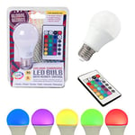 Global Gizmos Colour Changing 7.5 Watt LED Light Bulb with Remote Control Standard Screw Cap Fitting, E27, W, White