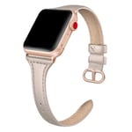 PARMPH Leather Band Compatible for iWatch 38mm 40mm 41mm, Slim Thin Dressy Elegant Genuine Leather Strap Compatible iWatch Series 7 6 5 4 3 2 1 SE Sport & Edition Women, Champagne Gold