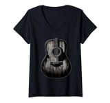 Womens Distressed Acoustic Guitar Vintage Player Rock & Roll Music V-Neck T-Shirt