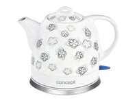 Electric Ceramic Kettle Elegant Teapot Retro Water Level Indicator 1000W 1L UK