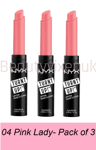 NYX Turnt Up Lipstick 04 Pink Lady Colour Lips X3 PACK OF 3