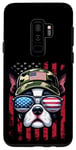 Coque pour Galaxy S9+ Drapeau américain du 4 juillet Boston Terrier pour homme et garçon