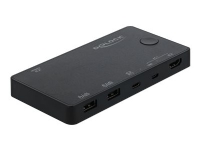 Delock HDMI / USB-C KVM Switch 4K 60 Hz with USB 2.0 - Omkopplare för tangentbord/video/mus/USB - 1 lokal användare - skrivbordsmodell