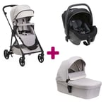 Chicco Pack poussette trio Seety Florence beige + coque Kory plus air black+ nacelle seety florence