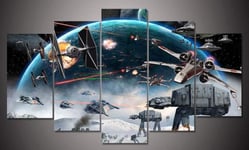 104Tdfc Star Wars Stormtrooper Darth Vader 5 Panel Canvas Wall Art Large Prints On Canvas -150X80Cm Modern Home Decoration Poster Modular Wall Mural Decor Print Picture Kids Room Decor-Framed