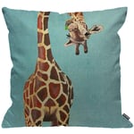 HGOD DESIGNS Cushion Cover Funny Giraffe Licking Head Blue,Throw Pillow Case Home Decorative for Men/Women Living Room Bedroom Sofa Chair 18X18 Inch Pillowcase 45X45cm