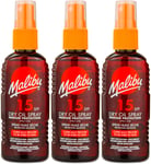 Malibu Dry Oil Spray SPF15 100ml | Sunscreen Protection | Travel Size X 3