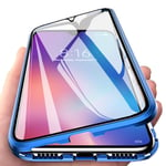 Orgstyle for OPPO Find X2 Pro Case, Magnetic Adsorption Shockproof Cover Front and Back Tempered Glass Aluminum Metal Bumper Full Body Protection Anti Scratch Transparent Case, Blue