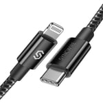 Syncwire USB C to Lightning Cable [Apple MFi-Certified 6ft] iPhone 13 Fast Charger Cable Nylon Braided for iPhone 13/12/11 Pro/X/XS/XR / 8 Plus/AirPods Pro, Supports Power Delivery - Black