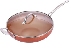 Innovacook Copper Ceramic Wok with Glass Lid 30cm, Long Lasting Wok,... 
