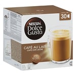 NESCAFE Dolce Gusto Cafe Au Lait Coffee Pods - total of 90 Coffee Capsules - Coffee with Milk - Medium Roasted Coffee - Coffee Intensity 7 (3 Packs)