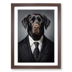 Labrador Retriever in a Suit Painting Framed Wall Art Print, Ready to Hang Picture for Living Room Bedroom Home Office, Walnut A2 (48 x 66 cm)