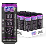 Applied Nutrition ABE Pre Workout Cans - All Black Everything Energy + Performance Drink, ABE Carbonated Beverage Sugar Free with Caffeine (Pack of 12 Cans x 330ml) (American Grape)