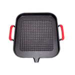 Baking Pan Outdoor Teppanyaki Cast Iron Square Indoor Non-Stick Safe Grilling Cookware Oven Grill Black