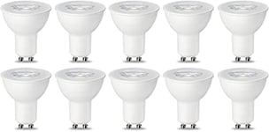 Amazon Basics LED GU10 Spotlight Bulb, 5.5W (equivalent to 50W), Warm White, Dimmable- Pack of 10