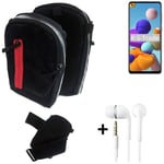 Shoulder bag / holster + earphones for Samsung Galaxy A21s Belt Pouch Case