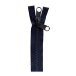 No.10 Plastic Zipper Open End Zip Heavy Duty from 24 to 220 inch, (Navy Blue (330) - Twin Puller, 24 inch - 61 cm)