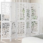 Room Divider 6 Panels Office Privacy Screen White Solid Wood Paulownia vidaXL