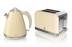 CREAM Kettle Toaster Set 2 Slice 3kW 1.5L Jug Swan Retro Stylish  Fast Boil