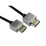 3m Ultra Flexible Slimline 4.5mm HDMI Cable Lead For PC Laptop TV Gold Black