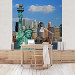 Apalis Papier peint non tissé 95400 - Motif : horizon de New York - Carré - Papier peint photo 3D - Pour chambre à coucher, salon, cuisine - Dimensions : 336 x 336 cm - Multicolore