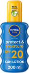 NIVEA SUN Protect & Moisture Sun Spray SPF 20+ ,Moisturising Suncream 200ml