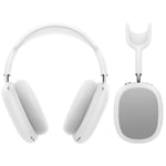 MoKo Case Compatible with AirPods Max Headphones, [2PACK] Soft Protective Silicone Sleeve Case Shock-Absorbing Protective Cover Case Headset Accessories, White & Silver Gray