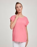 Urban Classics Ladies Extended Shoulder Tee (Pink Grapefruit, L) L Pink Grapefruit