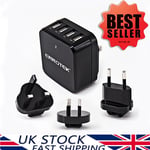 Ennotek 4 Port USB Wall Charger Interchangeable UK EU US AU Plugs Power Adapter