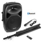 Active Karaoke Speaker Set with PA DJ Microphone and Stand, Bluetooth SPS12A 12"