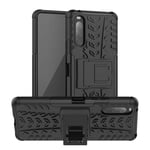 LiuShan Compatible with Xperia 10 II case,Shockproof Heavy Duty Combo Hybrid Rugged Dual Layer Grip Protection Cover with Kickstand For Sony Xperia 10 II Smartphone (Not fit Sony Xperia 1 II),Black