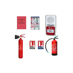 JOD1 - Pack de Sécurité Alarme et Incendie ERP - Déclencheur Manuel Rouge, Extincteur 6l AB et Extincteur CO2 2kg - Panneaux Signalétiques - Kit Anti-Feu - Idéal pour Commerce et Maison
