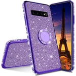 IMEIKONST Samsung S8 Case Ultra-Slim Glitter Sparkly Bling TPU Rotating Ring Stand Silicon Soft TPU Shockproof Protective Shell Skin Cover for Samsung Galaxy S8 Bling Purple KDL